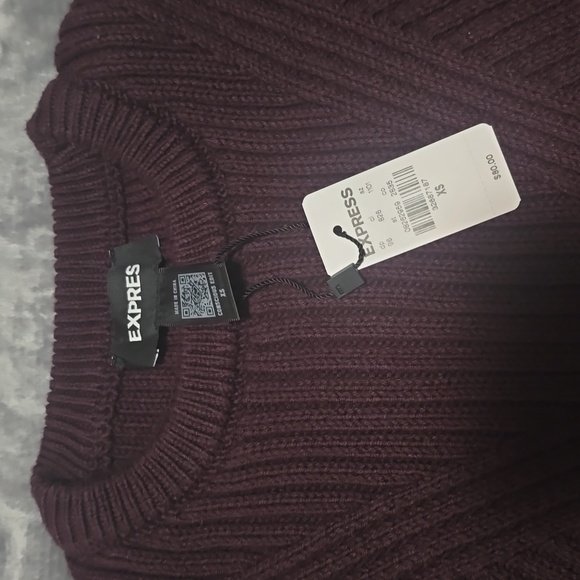 Express Women's Dark Purple/Eggplant Crew Neck Sweater - Picture 2 of 3